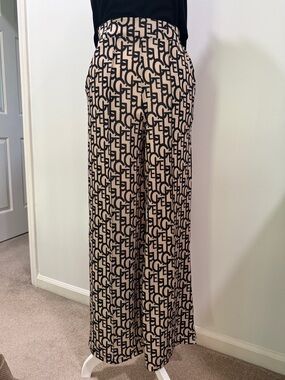 Chic Black and Cream Patterned Palazzo Pants